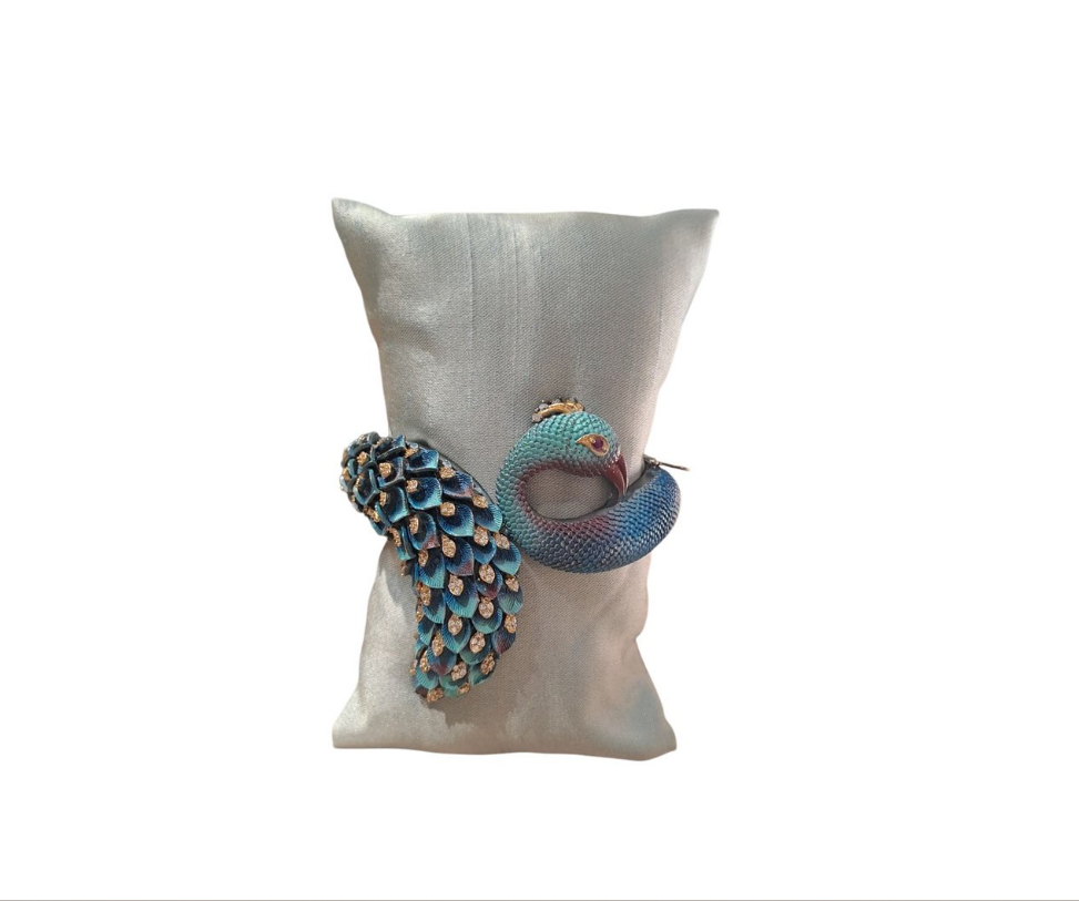 Gold Bangle Bracelet Peacock With Zirconia