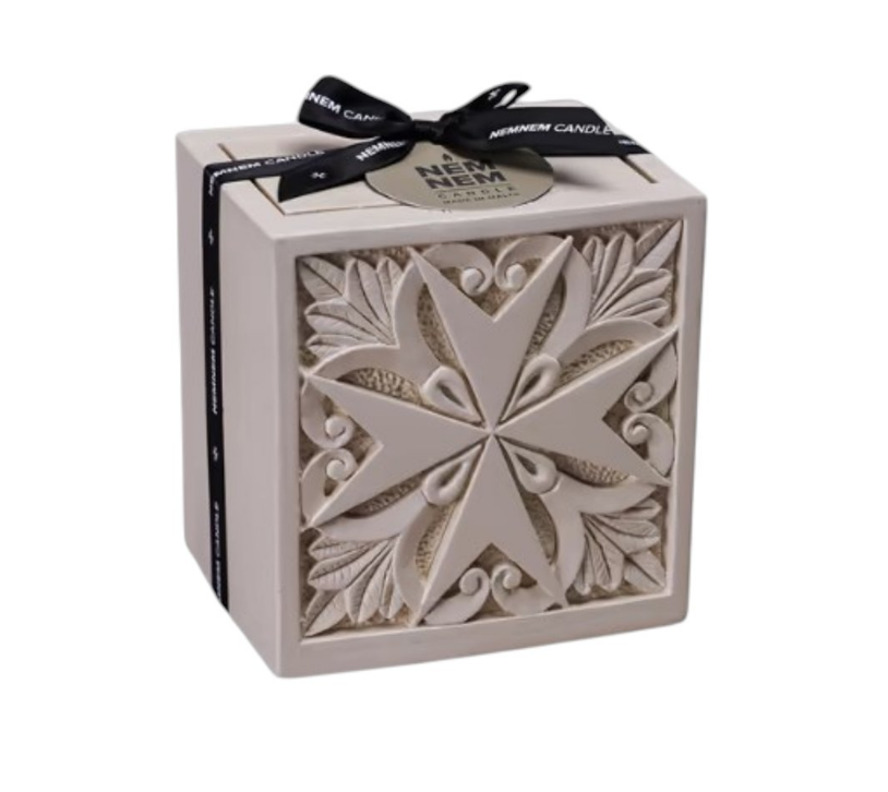 Nemnem Candle Small Cylinder Candle Jar Maltese Heart Tile,
