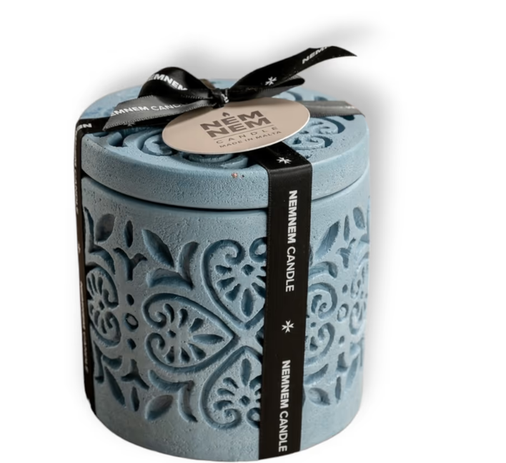 Nemnem Candle Small Cylinder Candle Jar Maltese Heart Tile,