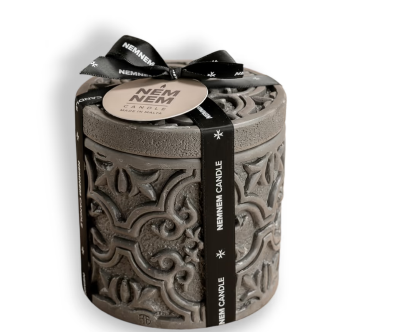 Nemnem Candle Small Cylinder Candle Jar Maltese Heart Tile,