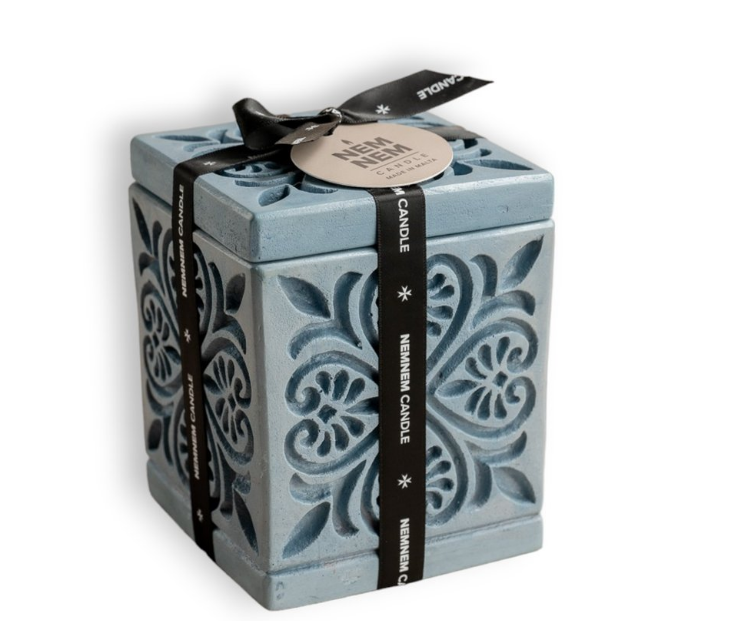 Nemnem Candle Small Cylinder Candle Jar Maltese Heart Tile,