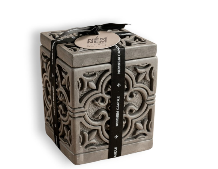 Nemnem Candle Small Cylinder Candle Jar Maltese Heart Tile,