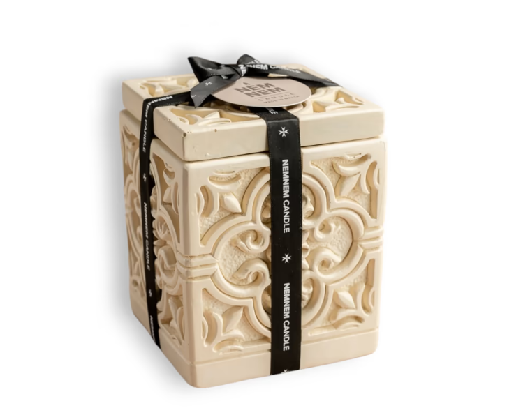 Nemnem Candle Small Cylinder Candle Jar Maltese Heart Tile,